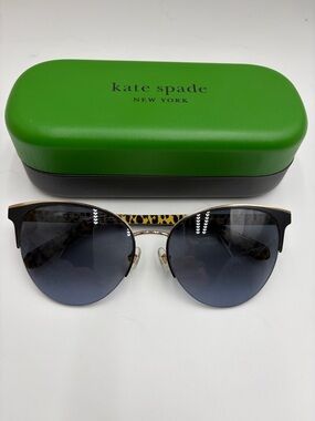 NEW kate spade Black Gradient Lenses with Leopard-Trim Sunglasses